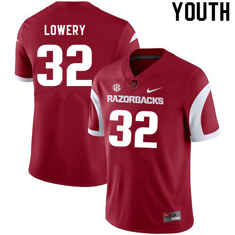 Youth #32 Chase Lowery Arkansas Razorbacks College Football Jerseys Sale-Cardinal